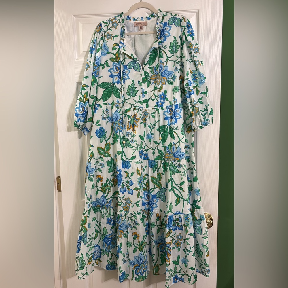 Philosophy Floral Maxi Dress in White, Blue & Green